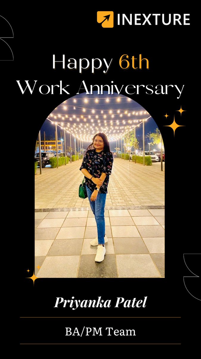 inexture's tweet image. 🎉 Celebrating 6 Wonderful Years of Dedication and Innovation! 🎉
Cheers to Priyanka Patel and Parth Pancholi on their 6th work anniversary at Inexture Solutions. 🚀
#WorkAnniversary #InextureFamily #JavaTeam #JavaDevelopment #UIUX #BusinessAnalyst #InextureSolutions