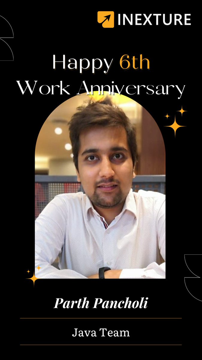 inexture's tweet image. 🎉 Celebrating 6 Wonderful Years of Dedication and Innovation! 🎉
Cheers to Priyanka Patel and Parth Pancholi on their 6th work anniversary at Inexture Solutions. 🚀
#WorkAnniversary #InextureFamily #JavaTeam #JavaDevelopment #UIUX #BusinessAnalyst #InextureSolutions