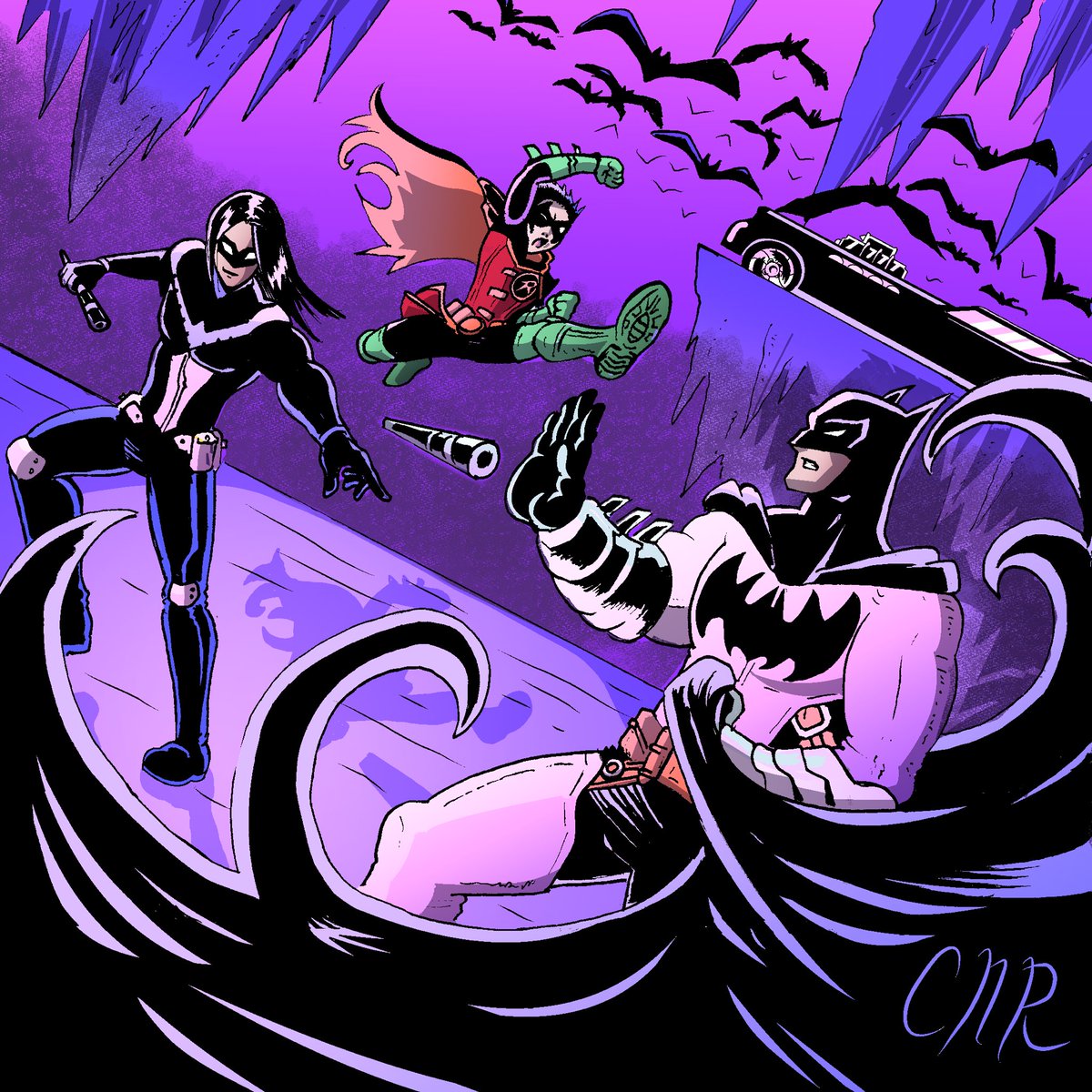 CNR_Music's tweet photo. Inktober (Personal) Prompt 5 - #Batman  Here we have #brucewayne training with his boys #Nightwing and #Robin (#DamianWayne) . https://t.co/eft1cFgrAo