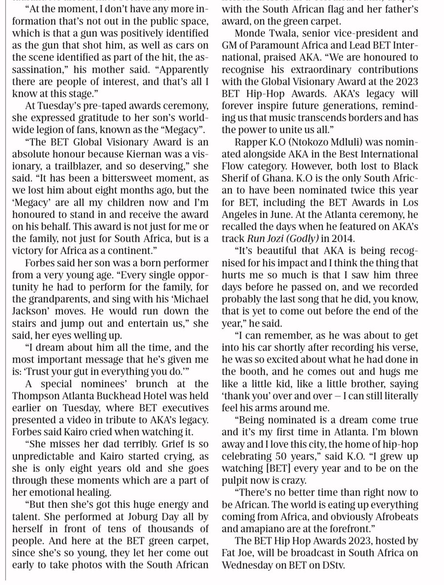jennifer_su's tweet photo. My articles in 8 Oct Sunday Times @SundayTimesZA for Tuesday’s @BET @HipHopAwards with @lynnforbesza @MrCashtime #aka #Lynn #bet #HipHopAwards #SouthAfrica #jensu #kairoforbes #lynnforbes https://t.co/bcuEOeTv47