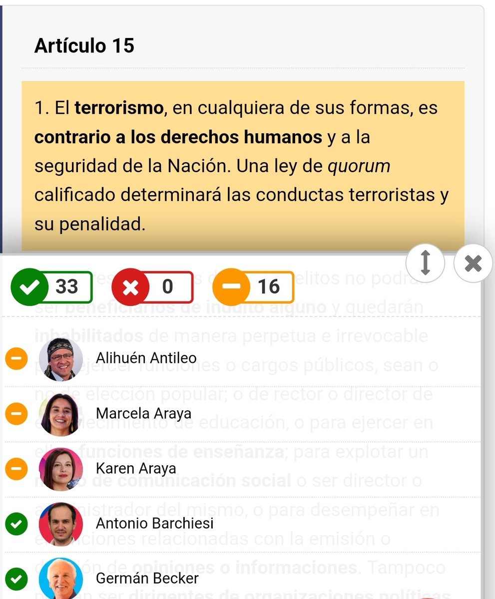 ClClasemedia's tweet photo. #procesoconstitucional
#clasemedia 
Capitulo 1
Articulo 15
Inciso 1
"El terrorismo es contrario a los derechos humanos..."

🤔 Abstenerse en este inciso, significa aceptar que ser terrorista es un derecho humano.

👇 revice y ✍️ los mismo 17 se opusieron.

https://t.co/q7uuhMm7EC https://t.co/qv96Xu6MdK