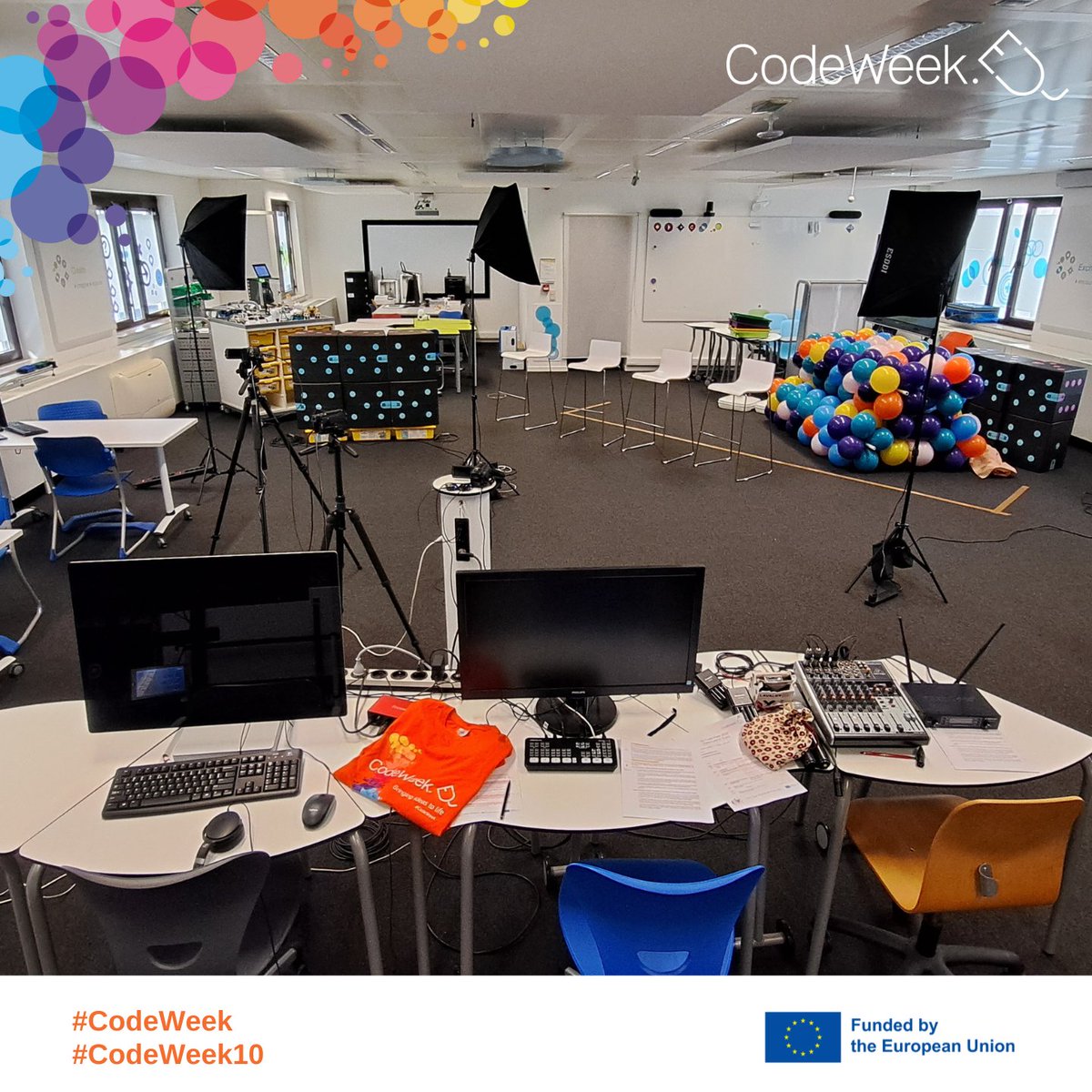 CodeWeekEU's tweet image. 🚀 Get ready for the #EUCodeweek2023 launch tonight! 

Tune in to our live stream for inspiring talks, virtual school trips &amp;amp; coding fun! 

📍See you at 16.00 on FB or YouTube. 

#DigitalFuture #CodingForAll