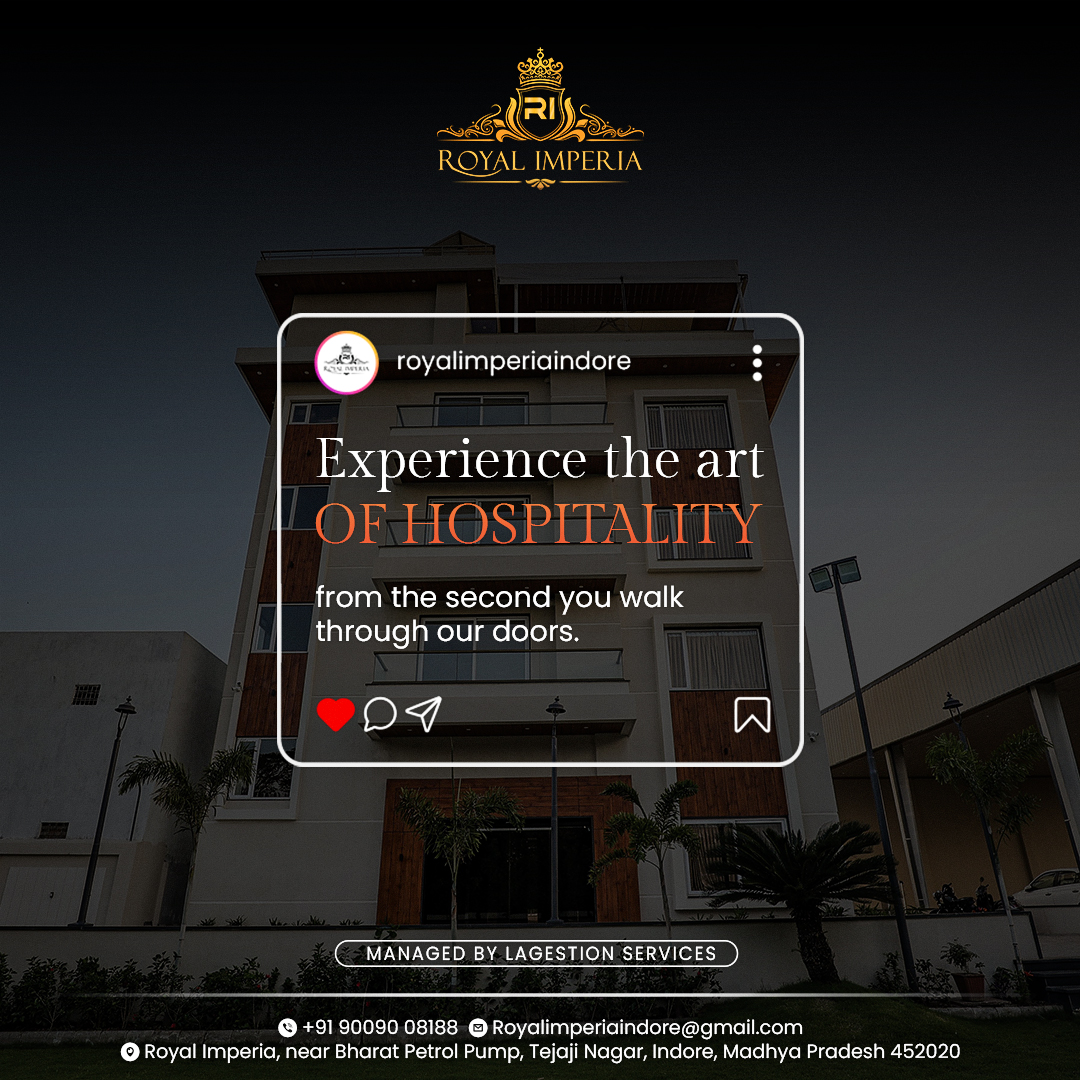 Escape to a world of luxury where every moment is a celebration of life's pleasures. 🍾🎉 #CelebrateLife #HotelLifestyle

Contact Us :
📧 : Royalimperiaindore@gmail.com
☎️ : +91 90090 08188
📍 : Tejaji Nagar, Indore, MP

#royalimperia #royal #indorehotels #indoreluxury
