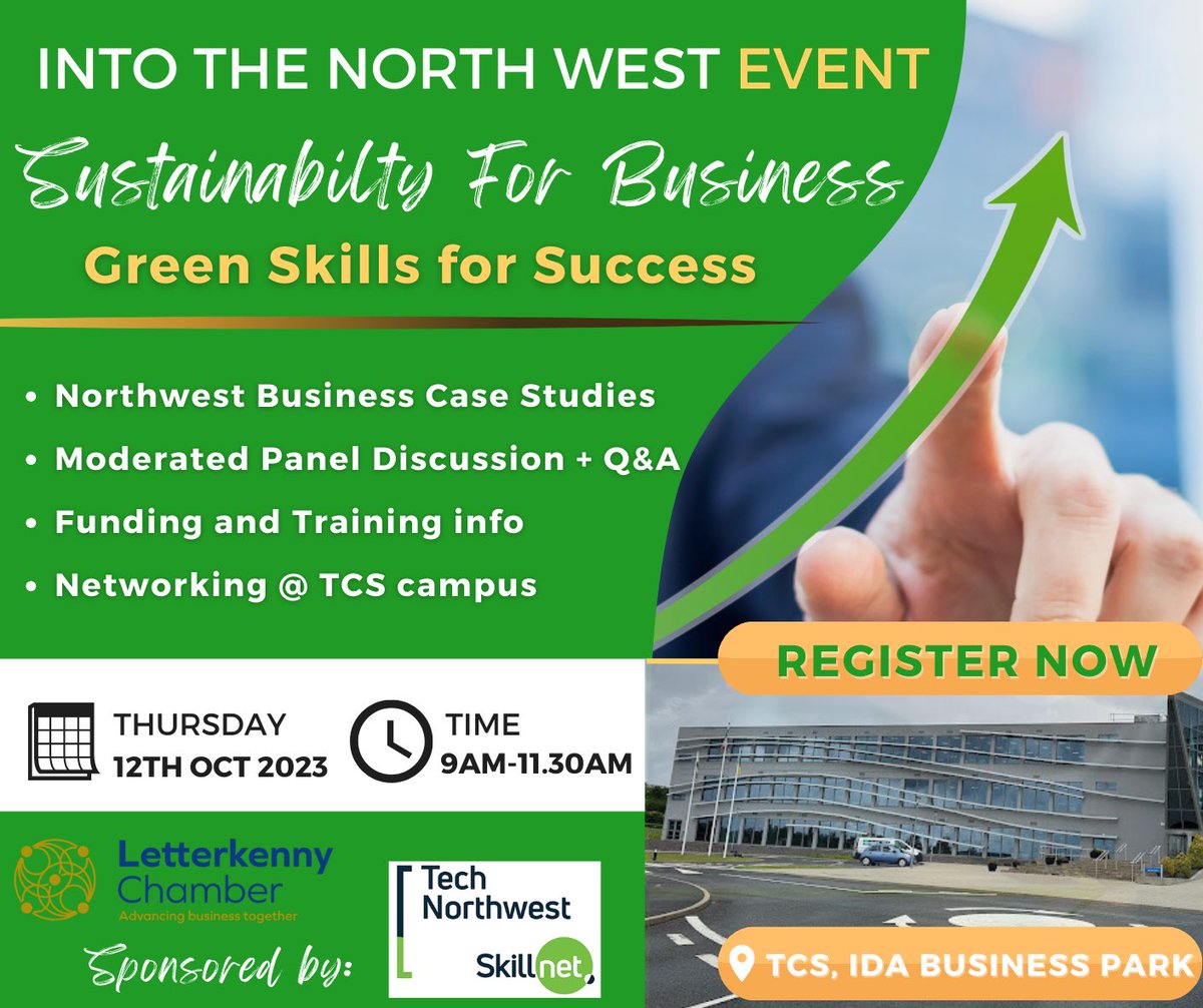Do you want to learn how to set sustainable goals for your business, without compromising on your overall business goals? <a href="/lkchamber/">Letterkenny Chamber</a> is hosting a practical, proactive and impactful event this Thurs Oct 12th @ TCS, Letterkenny. Register here: bit.ly/48nRBh6
