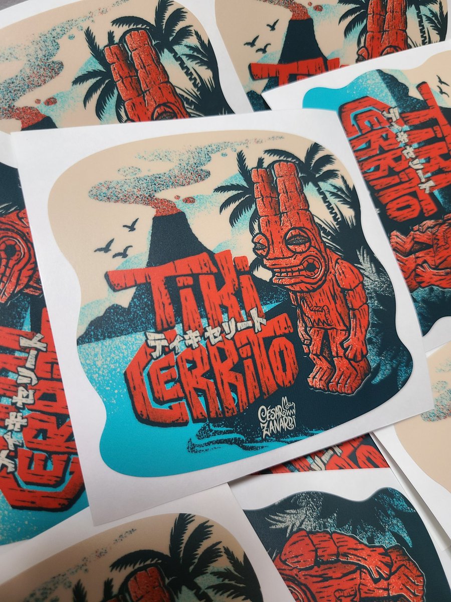 TIKI CERRITO stickers!  🌴 デザフェスで発売！11月11~12日ブースA-220 。 🌴🗿🌊🦙
.
.
.
#tikiart  #tikicerrito #tikiculture #Tiki #stickers #cesarzanardi   #exotica  #posterdesign #lowbrow #lowbrowart #editorialillustration   #デザイン #セーサルサナルディ #ティキ #チキ