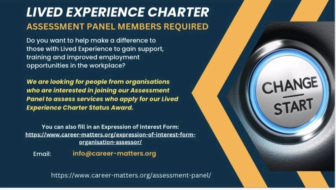 Are you an employer/professional from #health / #socialcare who supports the recruitment of people with #livedexperience #criminaljustice or #careexperience? Want to influence diversity & inclusion in the workplace?  Then this opportunity may be for you! 
career-matters.org/assessment-pan…