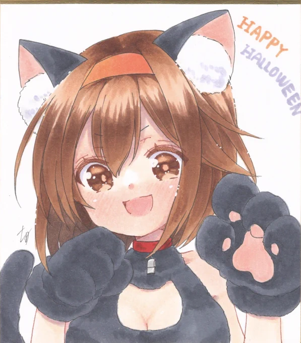 #ハロウィン な黒猫仮装の白露ちゃん