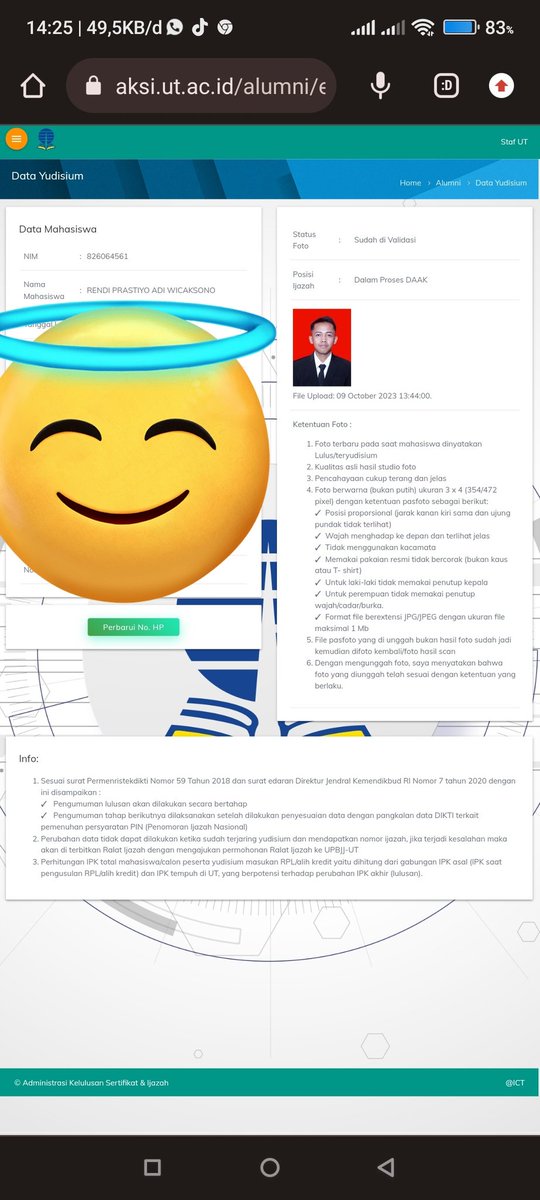 Rendi_PAW's tweet photo. Alhamdulillah siap Otw wisuda setelah sekian lama.... #yudisium #wisuda #ut #universitasterbuka #upbjjutjember https://t.co/mZOvvI3CcG
