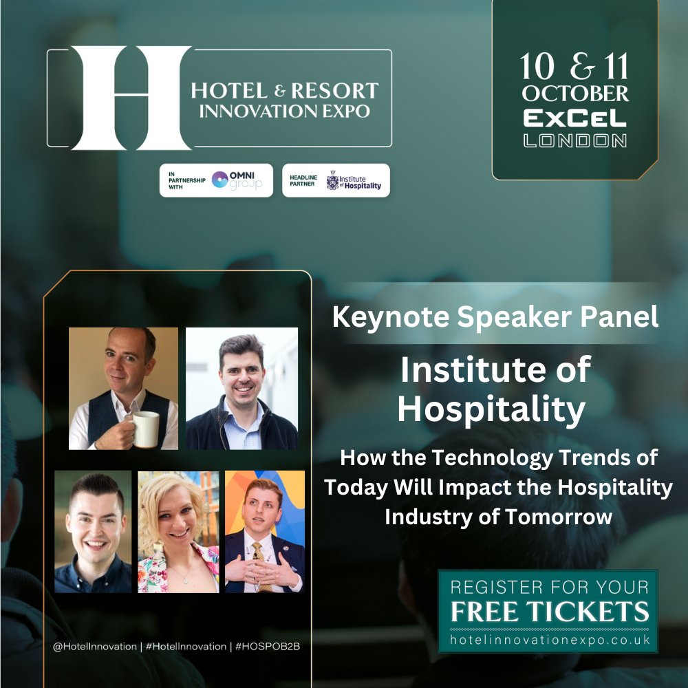 Keynote Announcement!

The Institute of Hospitality will be hosting a session on: How the Technology Trends of Today will Impact the Hospitality Industry of Tomorrow 🎤

Make sure to be in Theatre 3 by 11am on 11th October to join this session📍 

#HOTELINNOVATION #HOSPOB2B