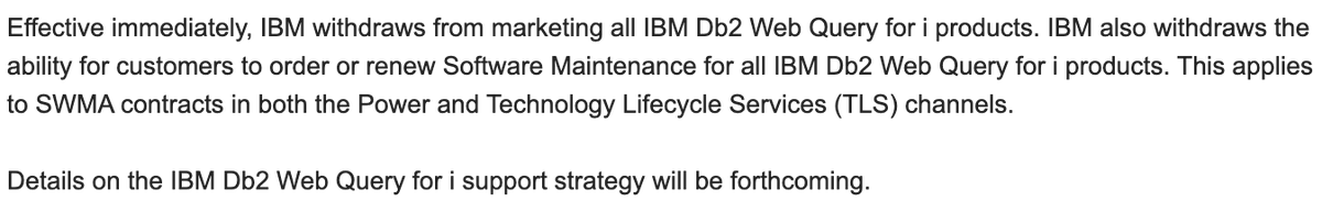 R.I.P Db2 Web Query for #ibmi from my point of view a misunderstood and underestimated product.