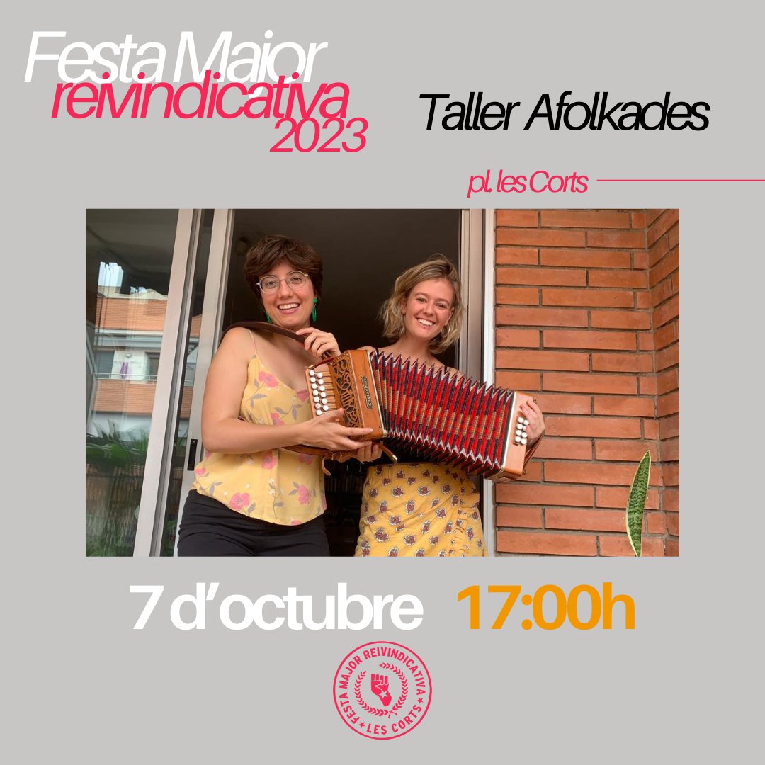 Aquest dissabte a les 17h totes a ballar amb Afolkades 🪗

A la plaça de les Corts!

#FMRLC23