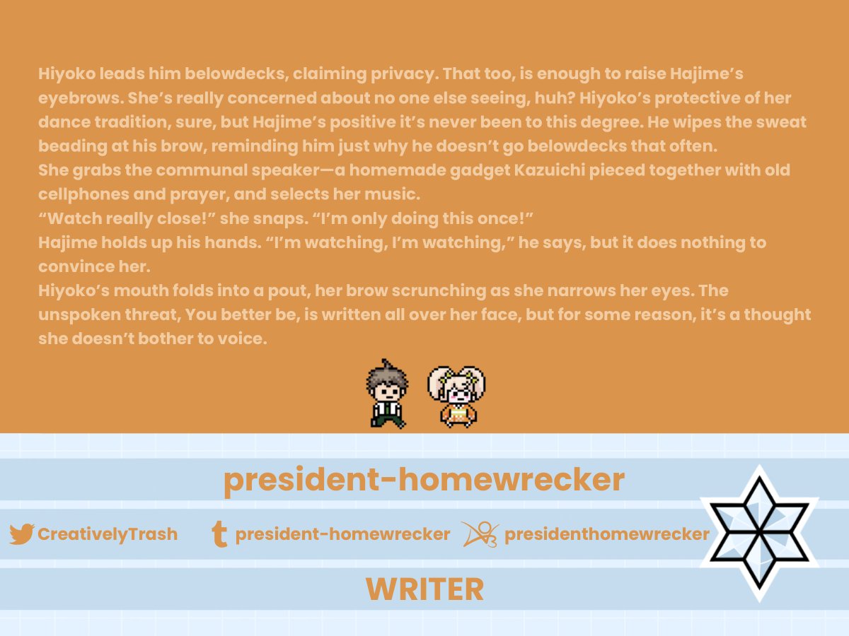 hajimeshipszine's tweet image. 🍊 WRITING PREVIEW 🍊

Here's our next preview from @CreativelyTrash !