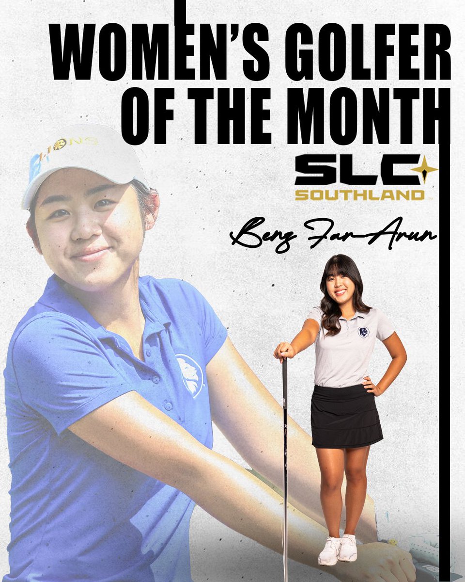 Lion_Athletics's tweet photo. Benz Far-Arun earns the first Southland Conference Women's Golfer of the Month award of the year! #GoLions @tamucwgolf 

📰: https://t.co/IeAf4GyBAQ https://t.co/tOTg7fm8TN