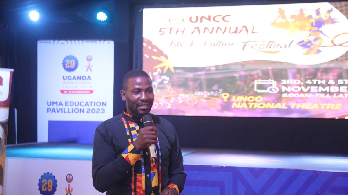 UNCC_UG's tweet photo. Our Curator, @PBalimunsi sharing insights with Revellers - especially the young crowd that turned up for the @newsUMA Trade Fair.

He encouraged them to embrace Arts &amp; Culture - emphasizing the importance of balancing talent with the school curriculum, paving the way for a future https://t.co/vqALeKeWt7