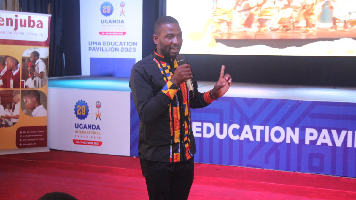 UNCC_UG's tweet photo. Our Curator, @PBalimunsi sharing insights with Revellers - especially the young crowd that turned up for the @newsUMA Trade Fair.

He encouraged them to embrace Arts &amp; Culture - emphasizing the importance of balancing talent with the school curriculum, paving the way for a future https://t.co/vqALeKeWt7