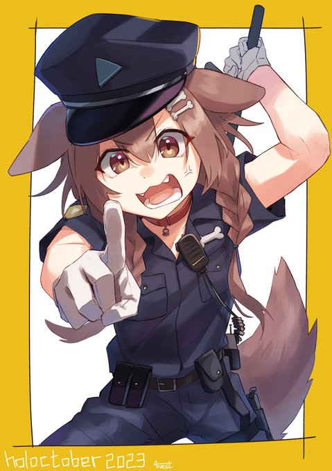 Day 07 - Police  #holoctober #できたてころね
