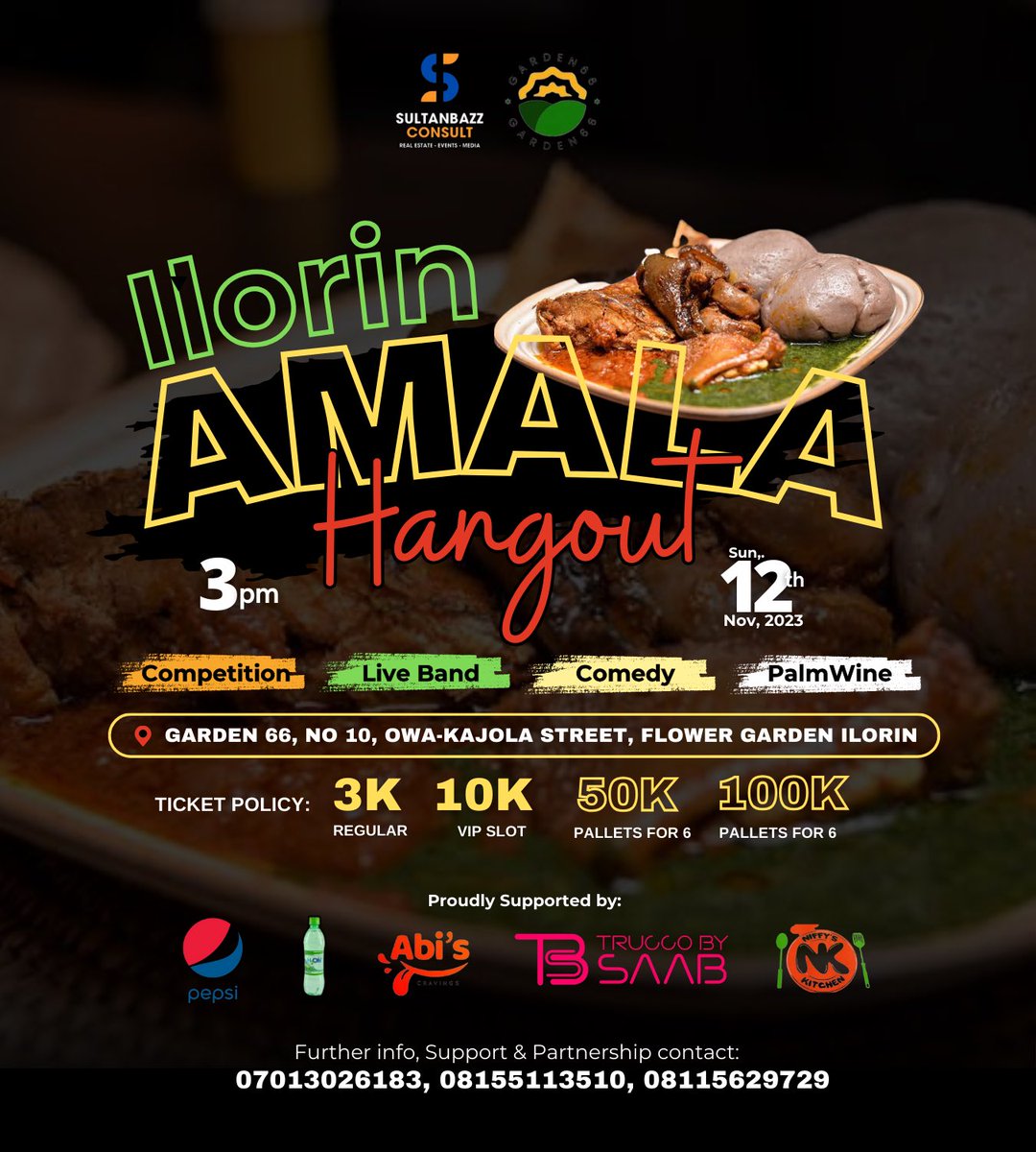 bazeetajedenewb's tweet photo. We’re pleased to announce that two of the biggest food brands in Ilorin will be handling our Meals  for this year’s *ILORIN AMALA HANGOUT
NIFFY’s KITCHEN @nifemiolatayo and ABIS CRAVINGS  @igbalodeakewi  
You should know the AMALA and all our meals will bang 🥰🥰🥰 https://t.co/cthAwpFYU0