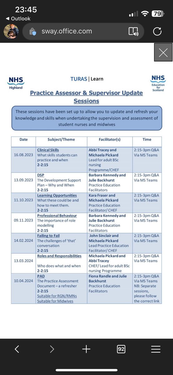 Highland Practice Assessors/Supervisors are you aware that we run update sessions for your support of student nurses? Next one is next week, get in touch for further details! @NHSHighland @NHSHPEFnPD @nhshkpq @CareHome_Nurse @ParklandsCares @Barchester_care @JaimeJMMcNab