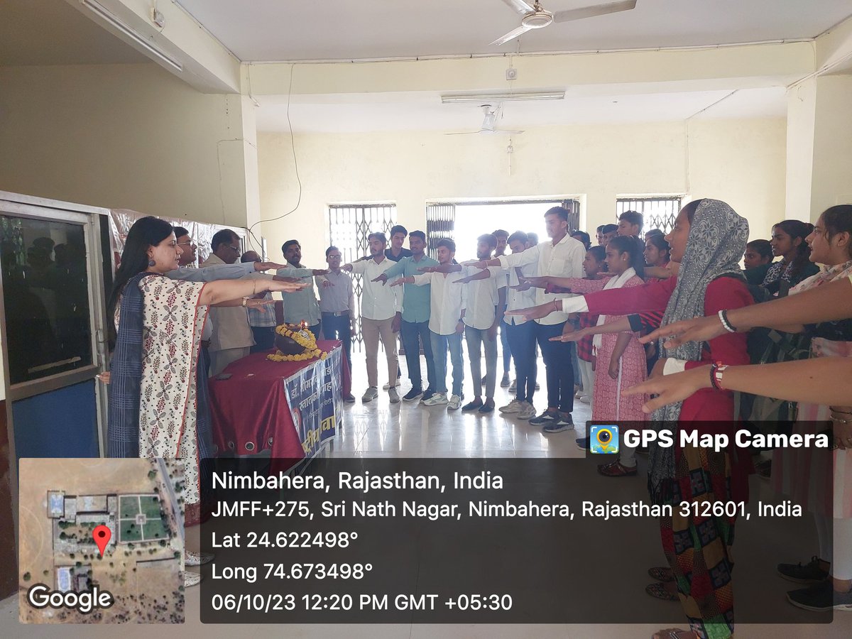 nssgcnbh's tweet photo. #MeriMaatiMeraDesh कार्यक्रम के अंतर्गत #अमृतकलश की स्थापना ।  स्वयं सेवकों द्वारा लाई गई मिट्टी और चावल को अमृत कलश में एकत्रित किया । सभी ने देश की एकता और अखंडता एवं देश प्रेम की भावना को  बनाए रखने हेतु पांच प्राण शपथ ग्रहण की। @NssRajasthan @bhagwan_prof @DrNeelam_Sethi https://t.co/LOT2XkiUM7