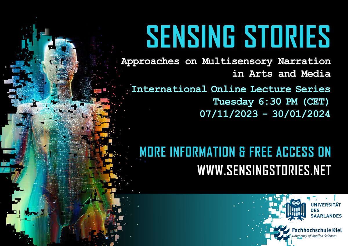 The online lecture series 'Sensing Stories: Approaches on Multisensory Narration in Arts and Media' is starting soon...

With @Patrick_R_K, @andreeavr @numenavr, @CareyJewitt @uclknowledgelab , @NKucirkova and many more.

Register at sensingstories.net