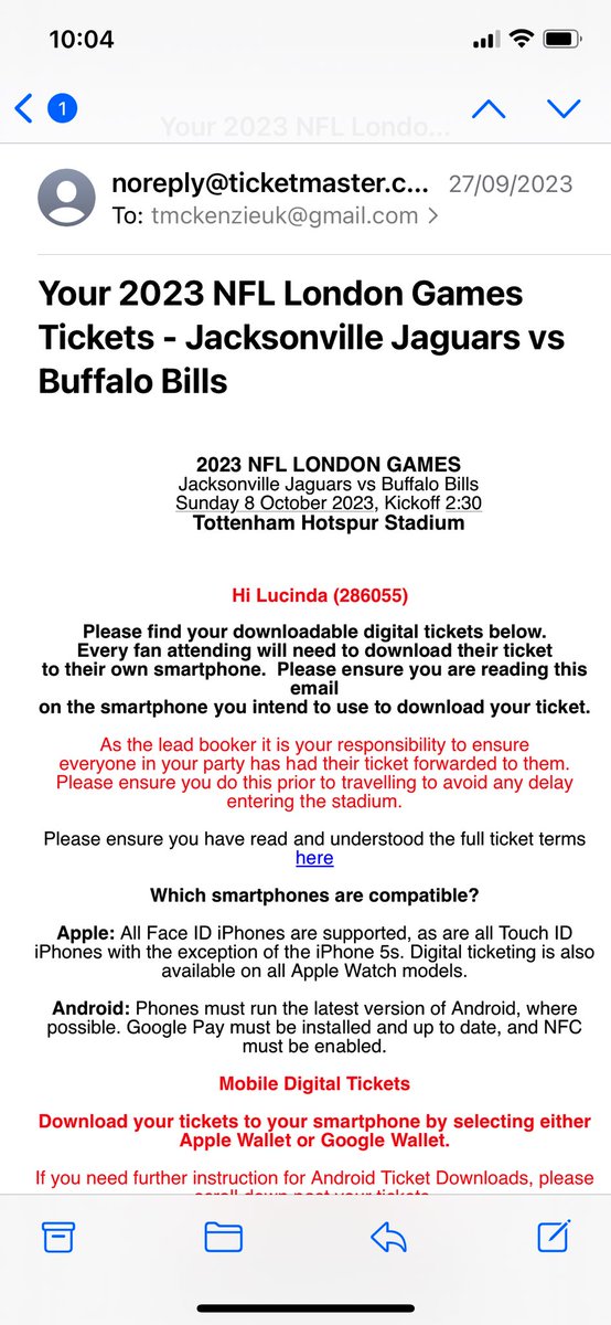 6x Tickets for tomorrows NFL game @ Tottenham available for sale at face value. £75 each

Jags @ Bills

4x 516 Row 24
2x 516 Row 20

#JAXvsBUF