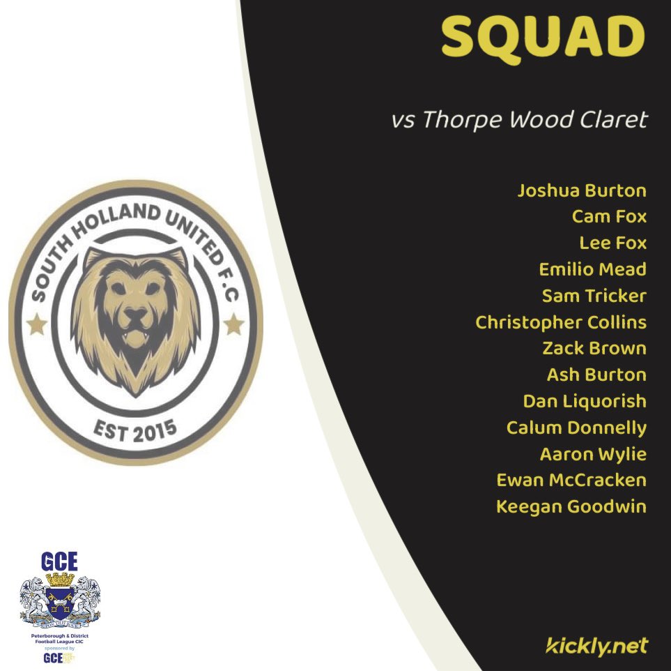 SHUFootballClub's tweet photo. ⚽️MATCHDAY SQUAD⚽️

Tomorrows game sees us play away to Thorpe Wood Claret!

Here’s the squad, featuring new signing, Lee Fox!

🟡⚫️ https://t.co/rtHhIsWdgb