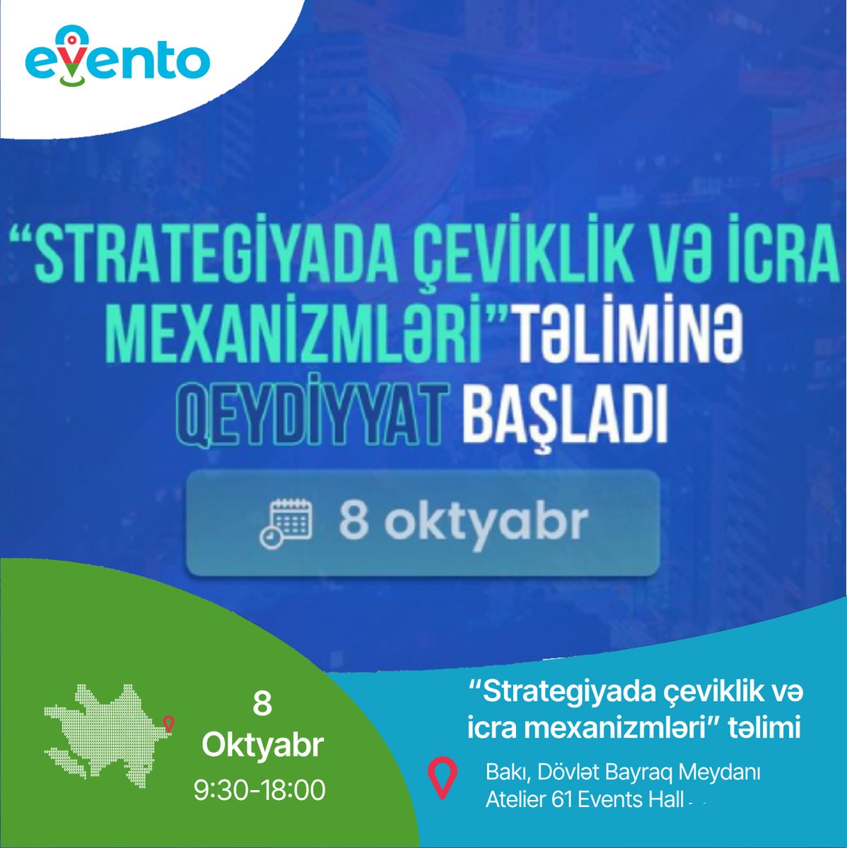 EventoBaku's tweet photo. 🇦🇿 “Pozitum Consulting, Training and Coaching” şirkətinin həmtəsisçisi Çağlayan Aktaş və “Mplus Turkey” şirkətinin icraçı direktoru Bilgehan Can müxtəlif fəaliyyət sahələrində təşkilatların departament və bölmələrinin rəhbərləri və əməkdaşları üçün təlim keçirəcək. 

#baku #event https://t.co/0T7kt0MyXv