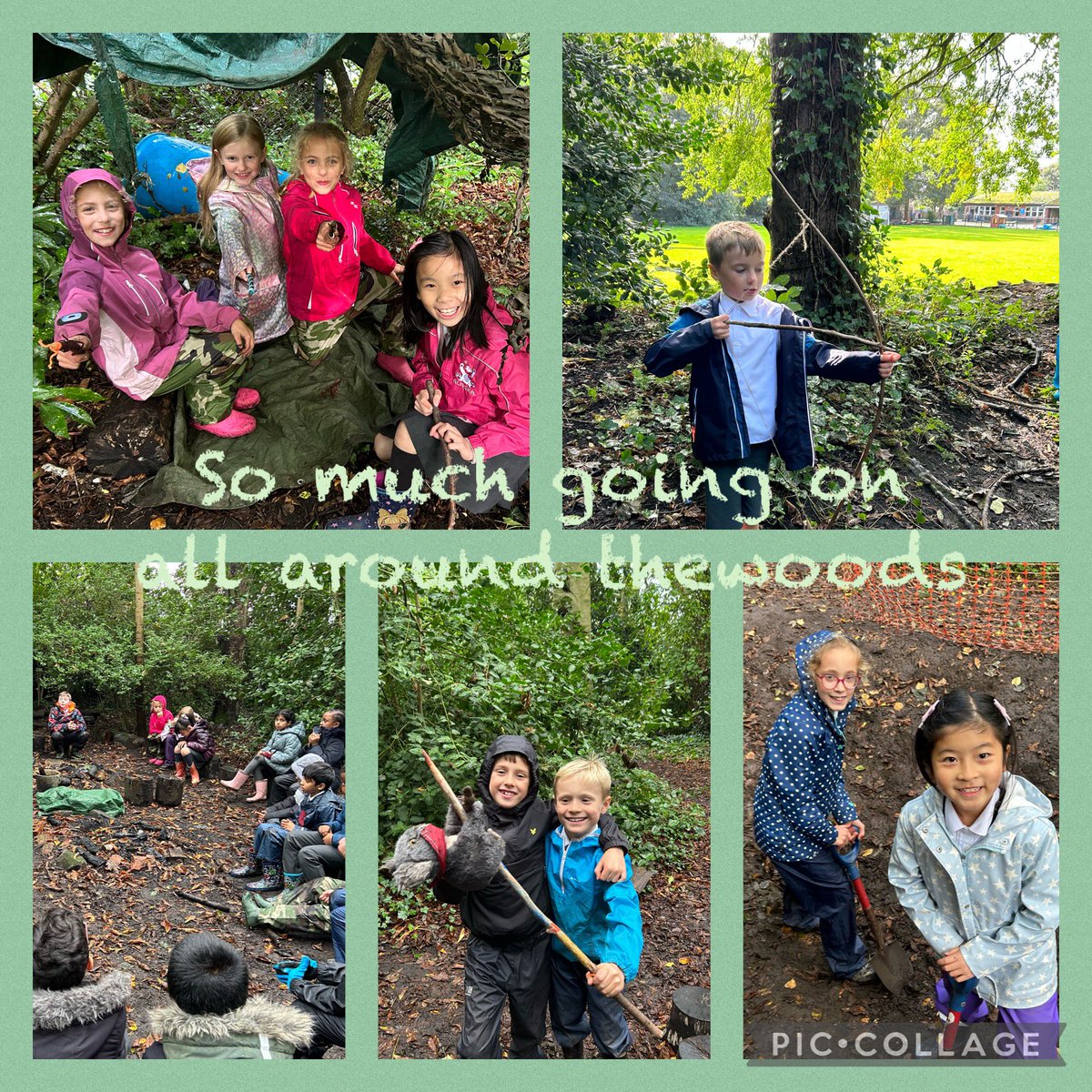 TyntesfieldMB's tweet photo. For the last 2 weeks, our sessions in the woods have involved digging, shelter building, koala catching, bow and arrow making, fire making and of course marshmallow toasting. #TPSoutdoorlearning https://t.co/7CGXzQRqt2