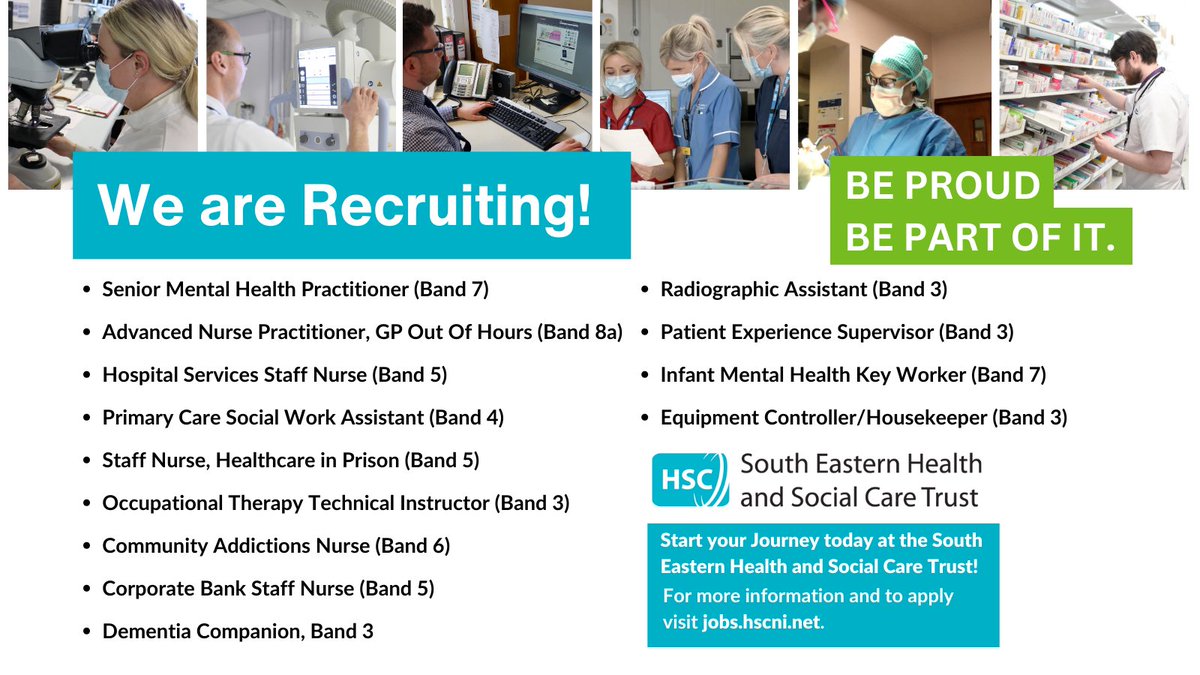 South Eastern Trust (@setrust) on Twitter photo WE ARE HIRING📣
Are you or someone you know seeking a job? Check out our top job positions of the week👇
For all current vacancies & to apply visit: bit.ly/45tyfF3
For any queries you can contact the recruitment team on 028 9536 2998 or email recruitment.ssc@hscni.net WE ARE HIRING📣
Are you or someone you know seeking a job? Check out our top job positions of the week👇
For all current vacancies & to apply visit: bit.ly/45tyfF3
For any queries you can contact the recruitment team on 028 9536 2998 or email recruitment.ssc@hscni.net