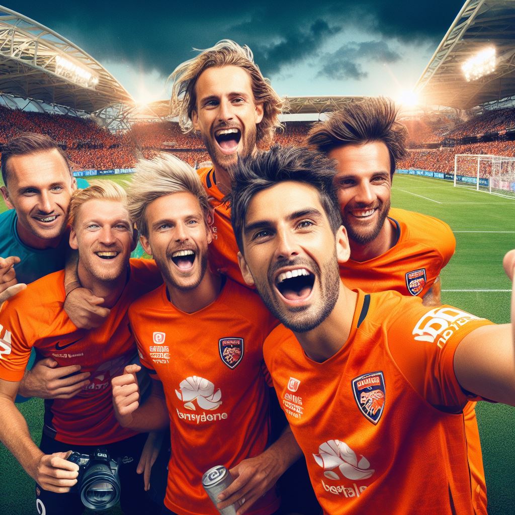 brett_tully's tweet photo. I asked DALL-E 3 to make a social media post for the @brisbaneroar for the Aus Cup final. We've come a decent way from the first avocado chair in a pretty short time! https://t.co/Jqi8DwvtzQ