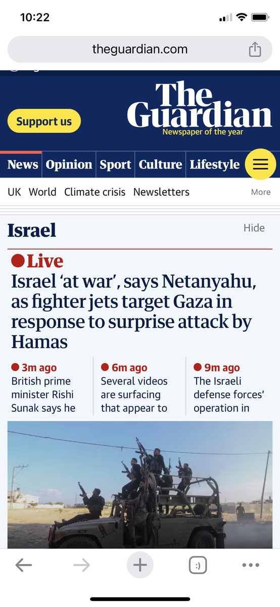 Yascha_Mounk's tweet photo. Remarkable how similarly, and how similarly inaccurate, all the major newspapers are describing what just happened in Israel on their front pages.

All are talking, vaguely, about “militants” who are “launching attacks”; not about the apparent murder and kidnapping of civilians. https://t.co/8woAht7F8P