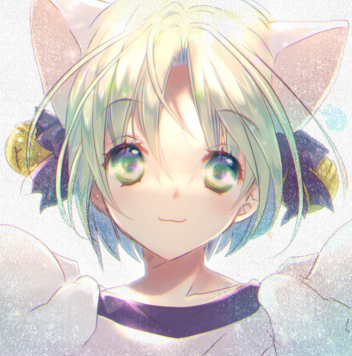 1girl hair bell solo bell green eyes short hair animal ears  illustration images