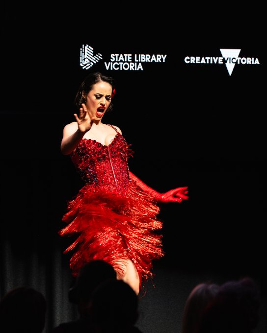 Burlesque in the state library of Victoria for the launch of #KinkyHistory by @esme_louisee 💃  Such a<a href="/tag/kinkyhistory"class="tags"><span>#kinkyhistory</span></a>