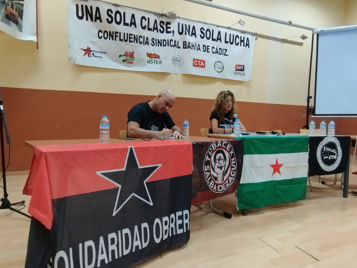 PerlaSedova's tweet photo. Comienza el Encuentro Sindical en Cádiz organizado por @CTM97560609
 ¡UNA SOLA CLASE, UNA SOLA LUCHA! https://t.co/2fOEbHQKng