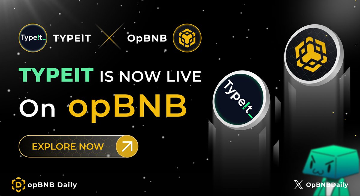 🚀 Exciting news! 

<a href="/typeit_/">TypeIt (Type2earn -- First-Mining open)</a> is now live on #opBNB!

🔥 TypeIt is the first ever #Web3 keyboard built on <a href="/BNBCHAIN/">BNB Chain</a> that enables users to earn passive income by conducting day-to-day typing. 

👉 Explore now: typeit.net

#opBNBDaily #BNB