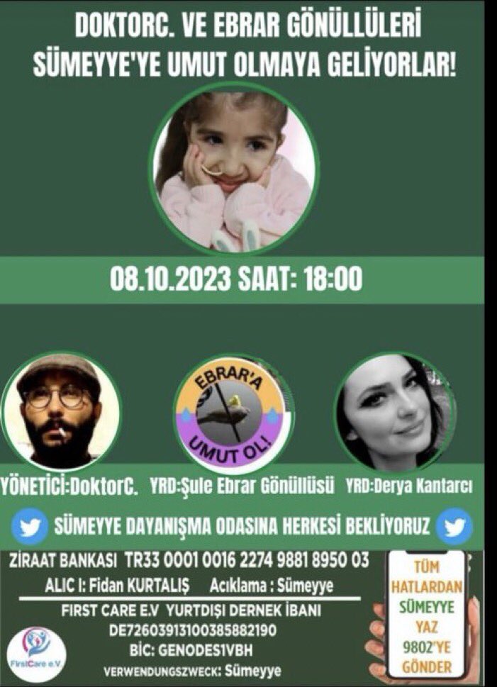 DAYANIŞMA YAYINI🎊🎉

PAZAR  SAAT,18:00 de <a href="/doktorc_/">DoktorC.</a>,<a href="/sulesule4586923/">🦁 🐼💧Şule</a> <a href="/derya_kantarcii/">Derya Kantarcı</a> 
SÜMEYYE’NİN ODASINI AÇACAK

SÜMEYYE YAŞASIN DİYE💕🙏🏻✈️✈️
SON:75 GÜN
#TelAviv #Küdüs #Filistin #savas #3308EkimdeÇözüme