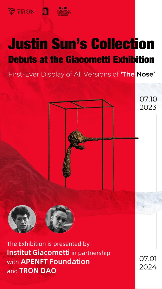 #TRONICS, a new era of art is upon us! 🥳

Teaming up with Institut Giacometti, <a href="/trondao/">TRON DAO</a> &amp; <a href="/apenftorg/">apenft</a> bridge art and blockchain together. Experience Giacometti’s 1964 “Le Nez” from <a href="/justinsuntron/">H.E. Justin Sun 👨‍🚀 🌞</a>'s collection. 💪

Dive in 👇
fondation-giacometti.fr/en/press
