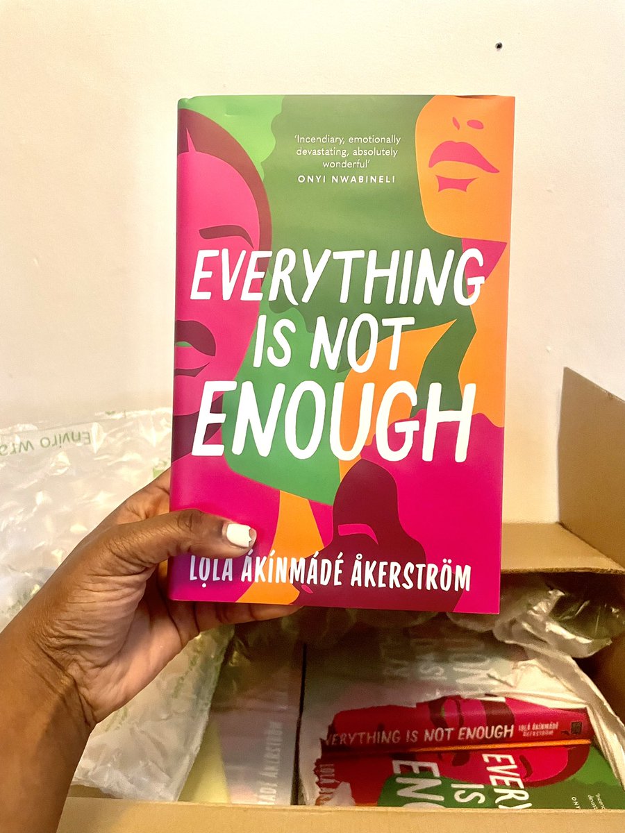 Unboxing… She’s absolutely stunning 🙌🏾💖🧡💚 Three weeks away until EVERYTHING IS NOT ENOUGH @NotEnoughBook drops 🔥 Thank you @HoZ_Books for my UK copies and @OnyiWrites for that incredible scorcher of a cover quote! 😍 #EverythingIsNotEnough #Book #Fiction #Publishing