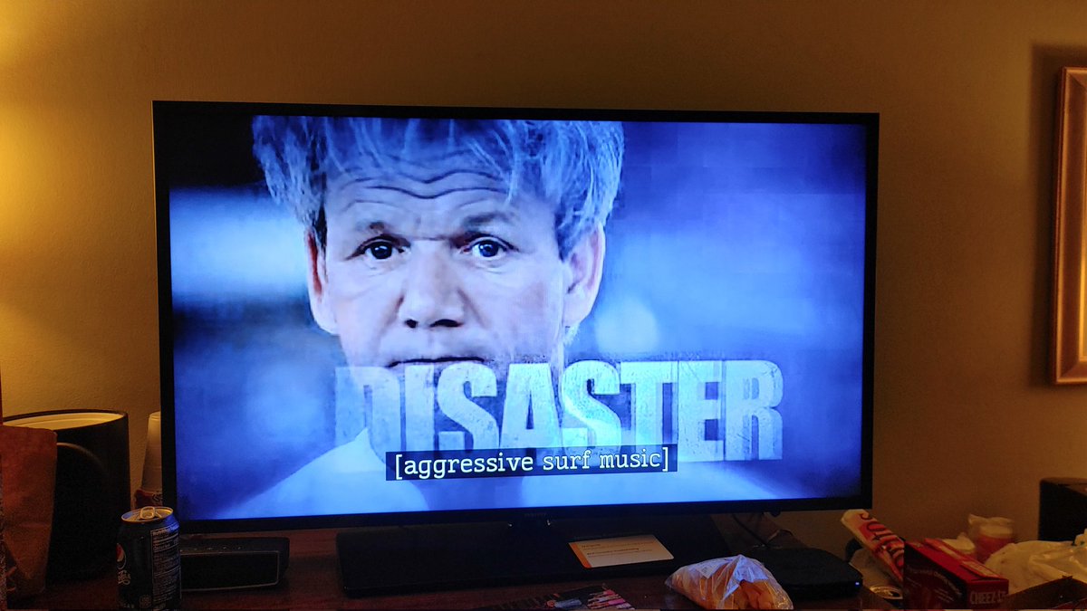 [aggressive surf music intensifies]