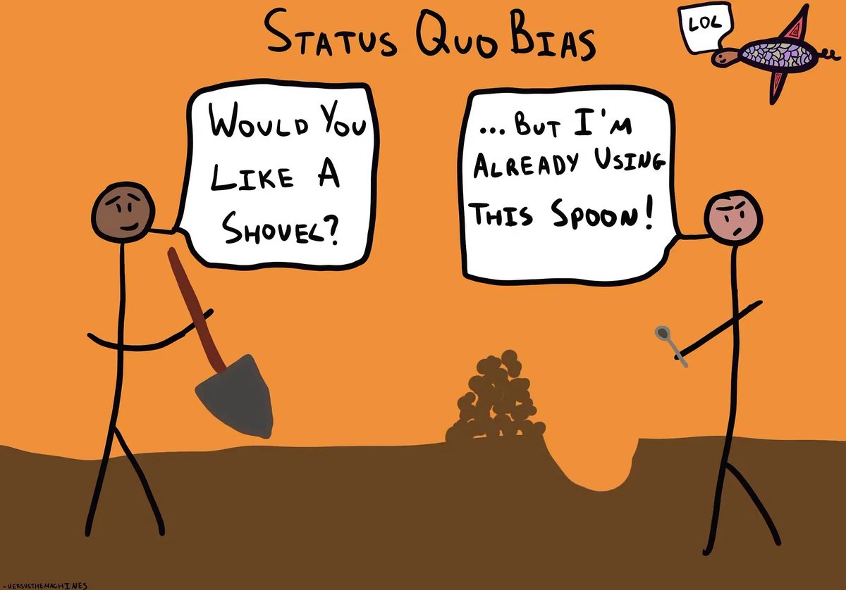 Being a leader of change means challenging the status quo. This can be tough. People have a 'status quo bias'. Behavioural economists tell us the fear of what might be lost is twice as strong as the hope of what might be gained. The more we are invested in something, the harder