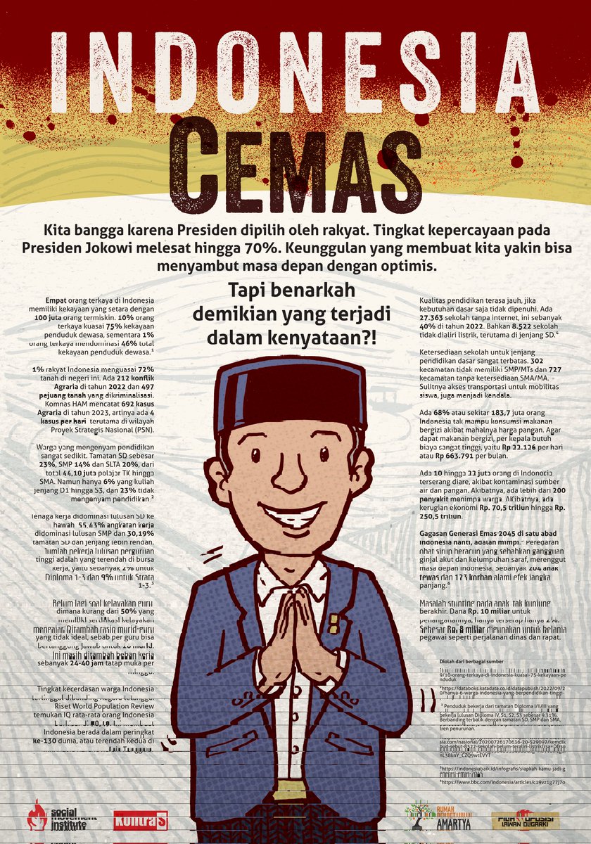 suluhpergerakan's tweet photo. Generasi Emas 2045? Apa benar?
Agar tidak ditipu oleh jargon semata, mari baca, posting, unduh, maupun cetak. 

Intinya sebar luas fakta di bawah ini https://t.co/SnVnnPvyvI ✊

#indonesiacemas https://t.co/DVlpzHGQnq