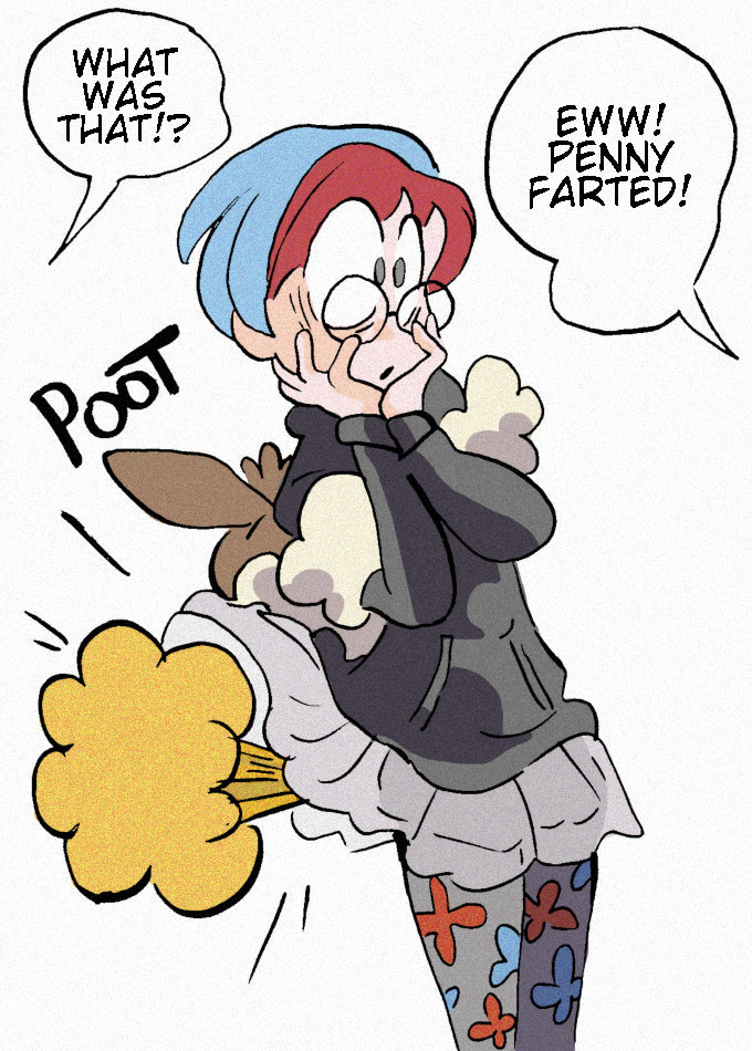 Paisley2themax on X: (Commission) Penny from Pokemon accidentally farting  and being embarrassed as onlookers laugh and poke fun.   / X