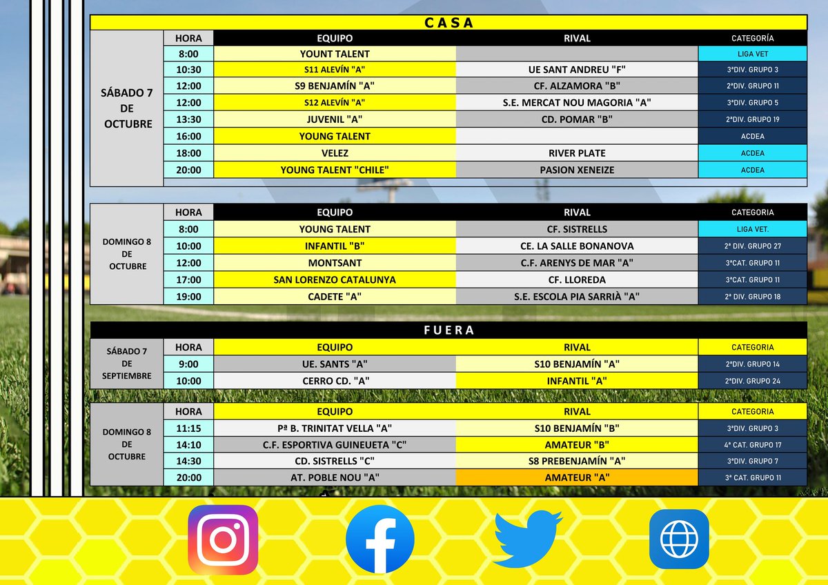 Horarios del fin de semana!!
⚽⚽💛🖤💛
#elamarilloestademoda
