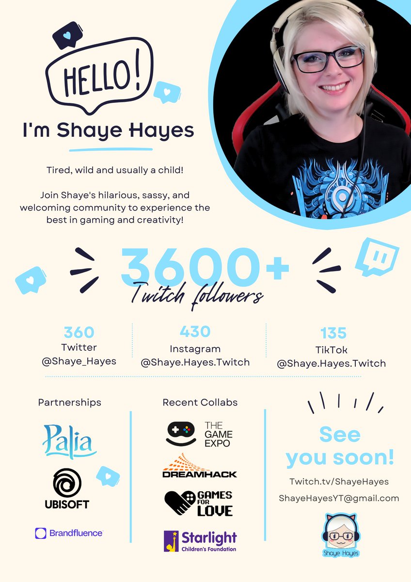I've finally popped together a media kit! If you'd like to collaborate please reach out! 🦝💚

🦝 Twitch.tv/ShayeHayes
📨 shayehayesyt@gmail.com

#mediakit #contentcreator #twitch