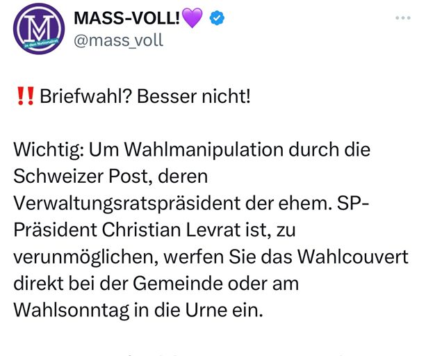 silvano_moeckli's tweet photo. Es ist alles viel dramatischer. Profis manipulieren nicht die #Stimmabgabe, sondern die Auszählung und die Tabellierung. Woher stammt das #EVoting-System? Von der Post! #Levrat kann das mit einem Mausklick erledigen. #WahlCH23 https://t.co/Cv5nqgqTRf