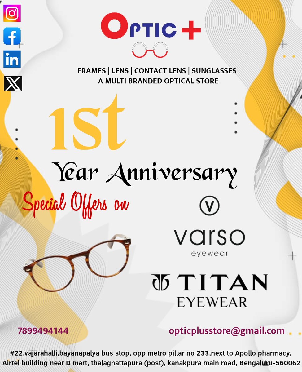 'Special Offers on The brands 🛍️

Loot the store with these offers 💰🛍️
.
.
.
.
.
.
.
.
.
.
#OpticPlusAnniversary #ClearVisionJourney #EyeStyle #EyewearLove #FashionFrames #Visionaries #SeeingClearly #OpticalAdventure #EyeCandy #AnniversaryCheers #StylishSpectacles #YearOfClarity