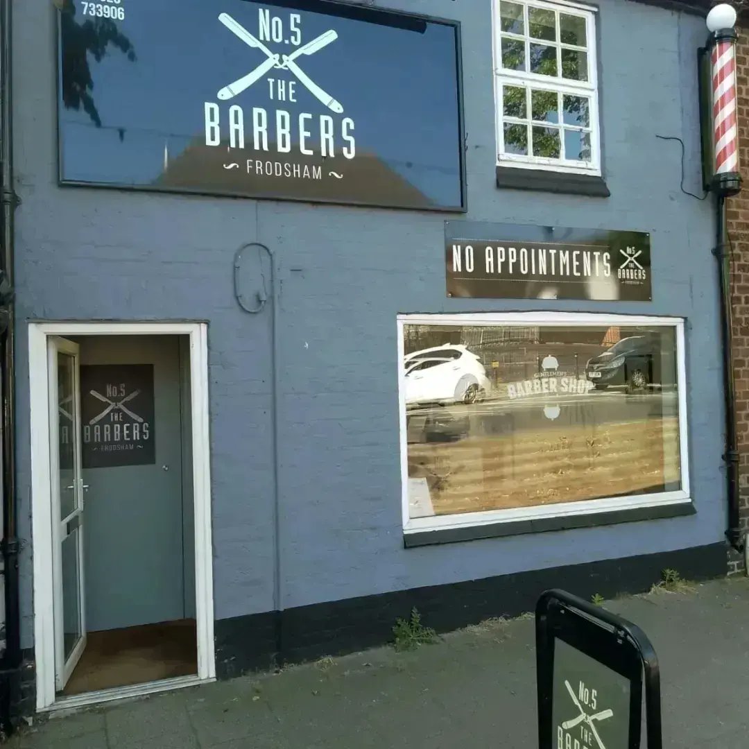 No 5 The Barbers Frodsham
Car park at rear
 No appointments, late Thurs
Closed  bank hols
Only British Barbers Assoc Accredited in area  
<a href="/FrodshamBarbers/">No. 5 The Barbers Frodsham</a> 
<a href="/FrodshamHelsby/">Frod & Hel Standard</a> <a href="/VisitFrodsham/">VisitFrodsham</a>  <a href="/frodsham_tweets/">Frodsham Tweets</a>  <a href="/FrodshamLifeMag/">FrodshamLife</a> <a href="/frodsham_tweets/">Frodsham Tweets</a>
<a href="/fandhonline/">Frodsham & Helsby</a>