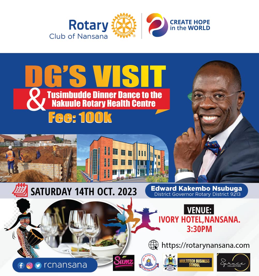 rctnansana's tweet image. We don't know what your 14th/10/2023 plans are but guess what? Mother club @RcNansana will be welcoming  DG Edward .K. Nsubuga at Ivory Hotel-Nansana.
It's going to be a dinner-dance🕺💃 affair and you surely don't want to miss.
#HopeCreatingTitans
#CreatingHopeInTheWorld