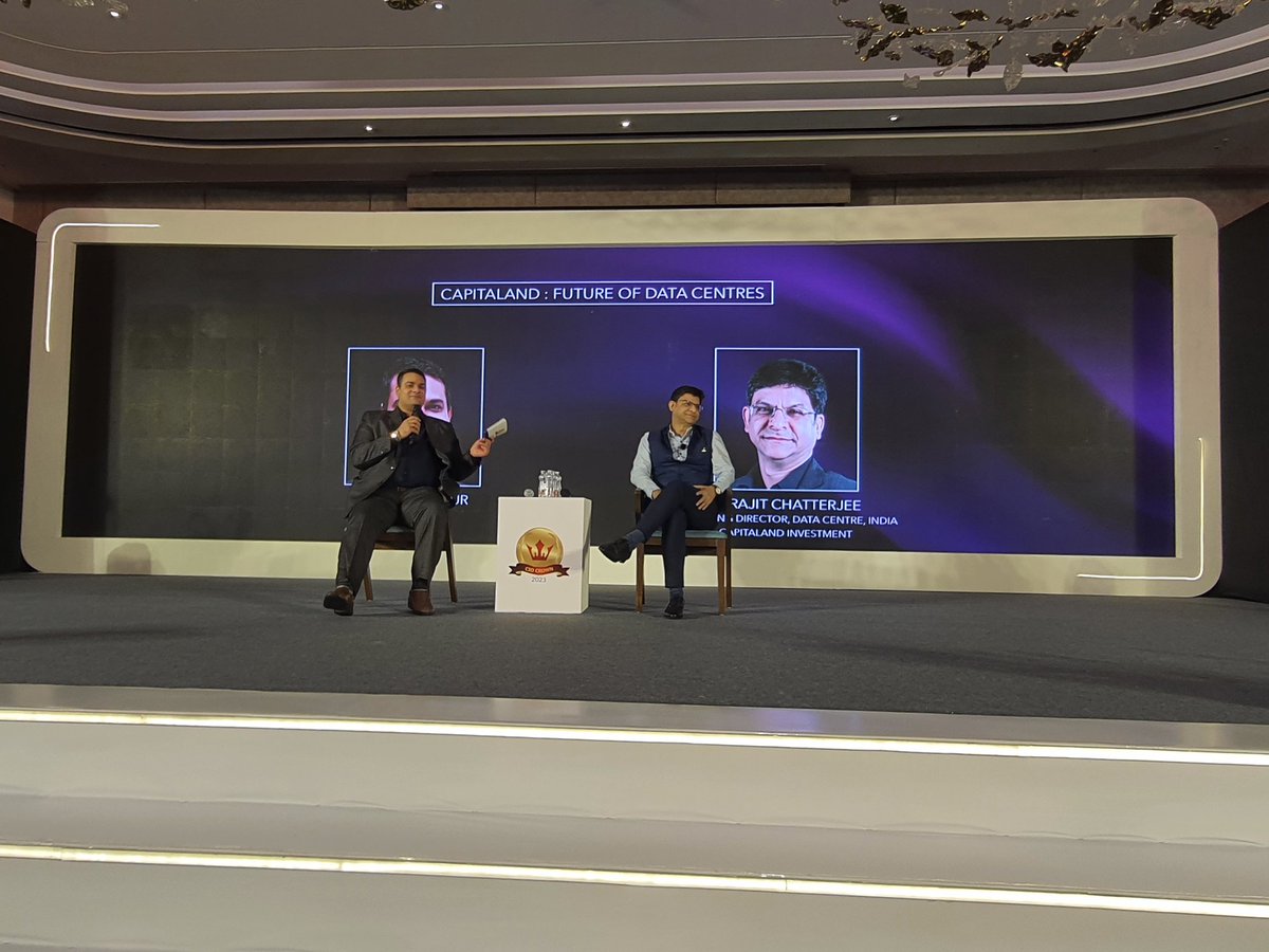 #ciocrown2023
Session started - Future of Data Centers.  Ajit Chatterjee from Capitaland and founder of Core Media Anoop Mathur took part in discussion.