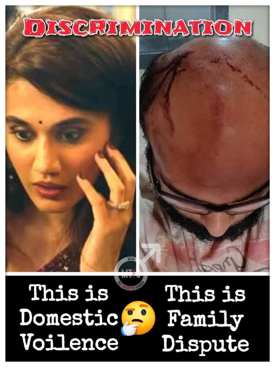 Check reality at Police Stations : 

A husband’s DV complaint won’t be taken but his father, brothers will be called and ridiculed. 

A wife’s false DV allegation will be registered plus all her distant in-laws be added too as parties to crime. 

When will this change? 💰 💴